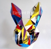 Casque Animal le plus chaud masque complet Cool Space Mirror Silver & Gold & Rainbow Cosplay casque pour fête Discothèque Night Club Costume