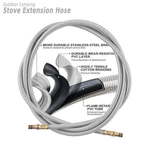 Cuisinière à gaz extérieure portative de réservoir plat avec le tuyau et l'adaptateur tressés en métal prolongés - Product Image 1