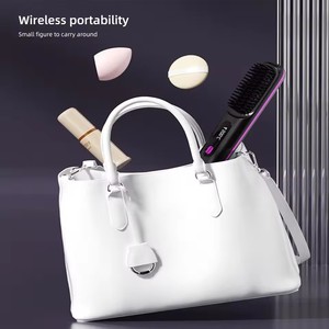 Mini <span class=keywords><strong>brosse</strong></span> <span class=keywords><strong>lissante</strong></span> électrique professionnelle pour femmes USB, ions négatifs, sans fil, recharge sans fil, capacités de lissage - Product Image 5