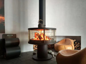 Estufa <span class=keywords><strong>de</strong></span> <span class=keywords><strong>Leña</strong></span> Suspendida, Chimenea Moderna <span class=keywords><strong>de</strong></span> Fuego Real para Hotel, Villa, Apartamento, Sala <span class=keywords><strong>de</strong></span> Estar, Calentadores Potentes <span class=keywords><strong>de</strong></span> 50m³ <span class=keywords><strong>de</strong></span> Alto Rendimiento - Product Image 4