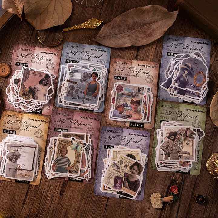 30 Pieces/Pack Sticker Package Not Defined Series Retro Figure 