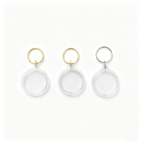 Cadre photo rond transparent personnalisé en acrylique avec porte-clés en métal DIY, pendentif porte-clés en plastique pour cadeau promotionnel