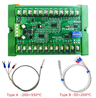 Module de capteur de température 8 canaux DC 8-30V PT100 RTD RS485 Modbus RTU, capteur de platine -40~500°C, mesure de tension