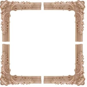 4 piezas decorativas de madera tallada esquina Onlay apliques 4,7 * 4.7in para muebles puerta gabinete (4Corner4.7 * 4.7in) - Product Image 1