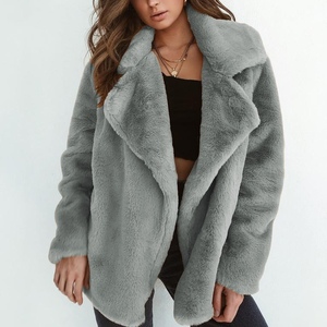 เสื้อโค้ทแฟชั่นผู้หญิงทรงเข้ารูป คอปกขนเฟอร์เทียม สำหรับฤดูใบไม้ร่วง/ฤดูหนาว ความยาวปานกลาง - Product Image 4