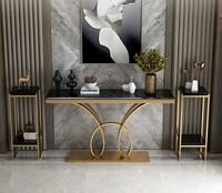 Meuble de luxe moderne, miroir en céramique, dessus en verre, table console de luxe de designer, branches d'arbre en acier inoxydable doré moulé, décoration