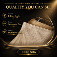 Extensions de cheveux humains Remy, trame papillon, double épaisseur, mèches blondes sans couture pour rallongement en salon