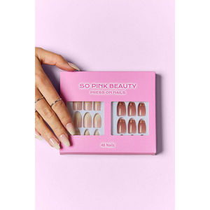 W2B così rosa bellezza di alta qualità personalizzato stampa su Nails Set 2 confezioni in plastica ABS a forma di mandorla corta con punte lunghe - Product Image 1