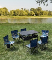 Table de camping pliable en acier carbone robuste pour l'extérieur, table de pique-nique portable à enrouler pour la plage, le jardin, le barbecue, la terrasse