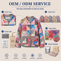 Nouvelle Veste matelassée coupe-vent d'hiver pour femme, motif floral vintage, avec boutons, logo personnalisé, faible MOQ, manteau contrastant, vente en gros OEM ODM