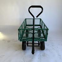 Chariot de jardin pliable en métal à quatre roues, personnalisable OEM, capacité de charge 300 kg, pour outils de jardinage et de pelouse