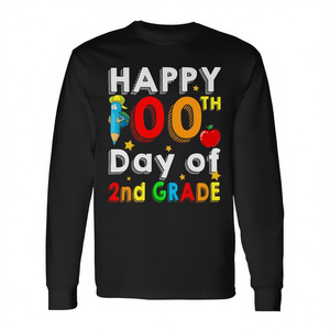 Maglietta a maniche lunghe per il 100° giorno della seconda elementare, per la festa scolastica - Product Image 2