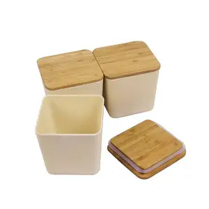 Respetuoso del medio ambiente de fibra de bambú ronda recipiente de comida de bambú personalizado caja de almacenamiento