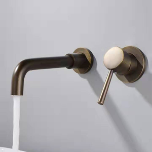 <span class=keywords><strong>Robinet</strong></span> de lavabo <span class=keywords><strong>mural</strong></span> Antique en cuivre, mitigeur de la salle de bains à deux trous <span class=keywords><strong>mural</strong></span> eau chaude et froide - Product Image 3