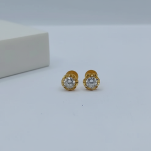 Pendientes de Diamantes Clásicos con Engaste de Garras, Joyería Minimalista y Elegante en Oro de 22K para Mujer, Uso Diario - Product Image 2