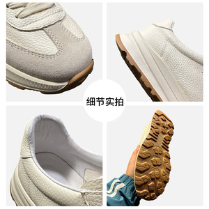 QHCCID Men's Breathable <b>Leather</b> <b>Sneakers</b> Low Heel Rubber Outsole Casual Walking Shoes - Product Image 5