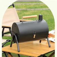 Fourneau portable pliable coréen pour barbecue extérieur, four circulaire de camping au charbon de bois, poêle antiadhésive en métal pour cuisson 22x38cm, plage