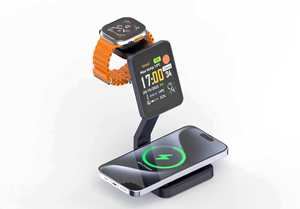 Station de charge sans fil 3 en 1, <span class=keywords><strong>chargeur</strong></span> rapide 15W, <span class=keywords><strong>chargeur</strong></span> sans fil magnétique pour téléphones, écouteurs, montres, module de montre amovible - Product Image 2