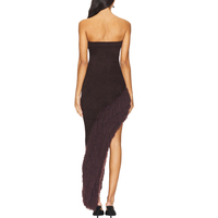 Robe moulante asymétrique sans bretelles marron foncé personnalisée OEM pour femme, style bustier, ourlet asymétrique, sans manches, sexy, pour soirée club