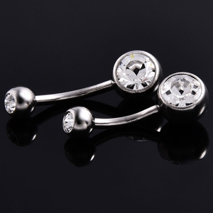 Getta G23 Titane ASTM-F136 14G 6/8/10mm Double Zircon Anneau de <span class=keywords><strong>nombril</strong></span> à filetage externe Bijoux de <span class=keywords><strong>piercing</strong></span> de <span class=keywords><strong>nombril</strong></span> Vente en gros - Product Image 5