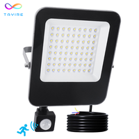 Projecteur LED extérieur 100W 220-240V IP67 étanche avec détecteur de mouvement pour cour, jardin, éclairage mural lumineux