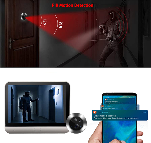 2MP Tuya 2.4G Wifi 4.3inch LCD Digital Door Eye Peephole Camera Video Door Phone 1080P Smart Home Security Peephole Door Camera