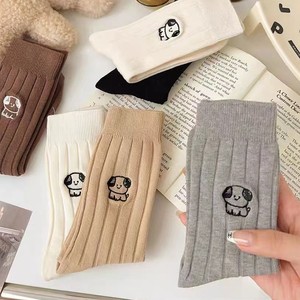 Women's Slouch Socks Mid-Calf Solid Color Animal Pattern Warm Thermo Autumn Winter Gray Beige White Brown - Product Image 1