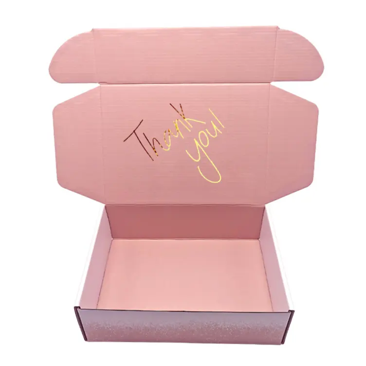 Boîte en Carton ondulé blanc rose avec Logo personnalisé, boîte d'expédition de courrier, emballage pour boîte-cadeau de courrier cosmétique