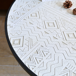 Mesa de Centro Redonda de Madera Estilo Europeo INNOVA, Decorativa, Antigua, con Patas de Metal, Extensible, para Sala de Estar - Product Image 5