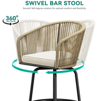 Chaise de bar pivotante en rotin PE résistant aux intempéries pour extérieur, bistrot, patio, café, jardin