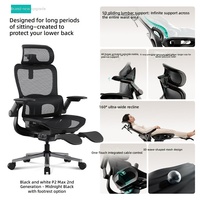 Chaise ergonomique moderne en maille avec repose-pieds réglable, support lombaire dynamique à ailettes, accoudoirs 5D et base en acier pour bureau de direction