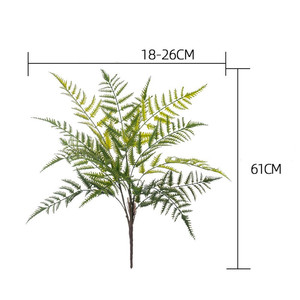 Feuilles de fougère artificielles faites à la main en PVC vert 61 cm, pièce unique, <span class=keywords><strong>d</strong></span>écoration pour mariage, Noël, maison, bureau - Product Image 4