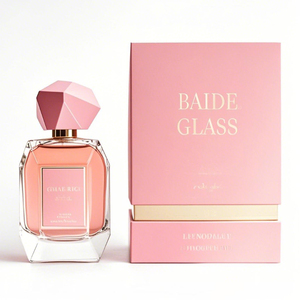 New Gold Cap Perfume Glass Bottle <b>Empty</b> Pump Clear Crimp Square 100ML Spray Perfume Bottle with <b>Gift</b> <b>Box</b> - Product Image 4