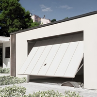 Porte de garage à ouverture automatique monobloc, moderne, coupe-vent, en acier, isolée thermiquement, ouverture électrique, couleur RAL personnalisée, CE