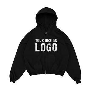 Sudadera con Capucha Extra Grande de Felpa Francesa de Alta Calidad para Hombre, con Hombros Caídos, Logotipo Personalizado, Cierre Completo, 100% Algodón, Gruesa - Product Image 3