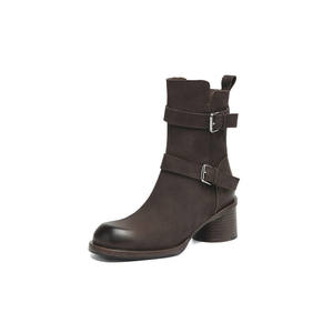 Nuevas Botas de Tobillo Impermeables con Cremallera Lateral de Piel de Oveja en Color Sólido, Casuales, Cálidas, Modernas y Versátiles para Mujer, para Todas las Temporadas - Product Image 2