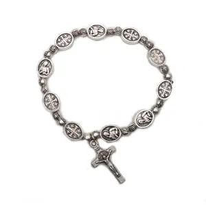 Religious Silver Alloy Metal Saint Benedict Bracelets Classic San Benito Beads Catholic Rosary Bracelet /