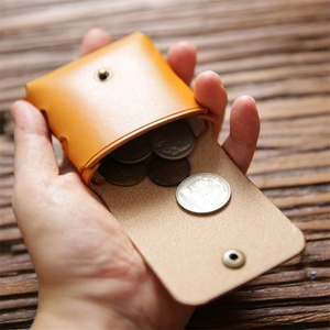 Custom Vintage Genuine Leather RFID Unisex Card <b>Coin</b> <b>Purse</b> Wallet Short Length with Button Closure - Product Image 1