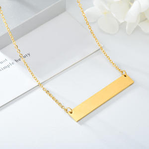 Customized <b>Horizontal</b> <b>Bar</b> Stainless Steel Pendant Necklace Gold Plated with Engraved Text for Parties - Product Image 3