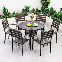 Ensemble table et chaises en alliage d'aluminium imperméable de style vintage pour cour, jardin, villa, terrasse, salle à manger