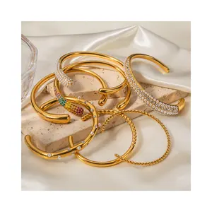 HP New fashion bracelet gold plated 18k pearl and diamond bracelet ins style stainless steel bracelet