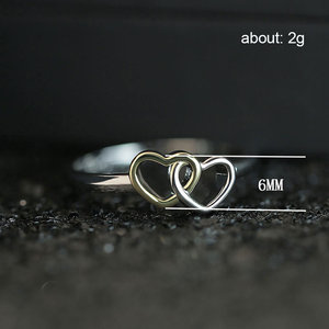 Anello Trendy a Doppio Cuore per Donne, Placcato in Oro Bicolore, Gioielli alla Moda - Product Image 5
