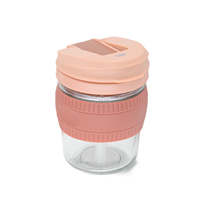 Tazze da caffè da 350ml 12 once 2021 nuovi arrivi vetro borosilicato alto con coperchio manicotto in Silicone tazza da viaggio durevole bicchiere da pinta rotondo