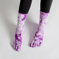 Coloré mi-mollet Pilates femmes sport professionnel anti-dérapant cinq doigts Yoga chaussettes pur coton intérieur sol chaussettes