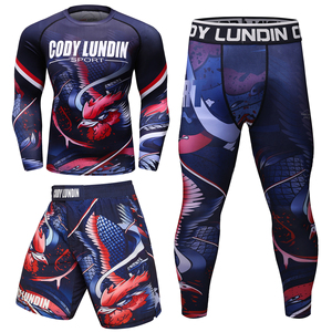 เสื้อกีฬาเท่ๆสำหรับผู้ชายพิมพ์ลายระเหิด Jiu Jitsu GI rashguard UPF 50 + เสื้อขี่จักรยานวิ่งรัดรูปรอยสักชุดกีฬาสำหรับเข้ายิม - Product Image 2