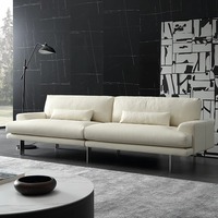 Juego de Sofás Chesterfield de Cuero Genuino Estilo Moderno Francés, Totalmente Blanco, Importado, de Alta Gama, Piel de Vacuno de Primera Calidad, para Hotel o Escuela