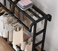 Porte-vêtements métallique sur pied, moderne, épaissi et renforcé, avec 16 crochets, durable et peu encombrant, pour chambre, balcon et usage intérieur