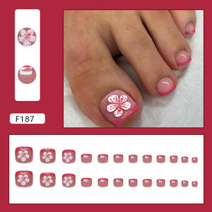 Juego de 24 Uñas Postizas de Alta Calidad, Suaves, de ABS, con Diseño de Flores Brillantes en Color Sólido, Uñas Artificiales para los Pies al por Mayor - Product Image 4