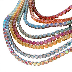 925 Sterling Silver Gold Plated Classic Tennis Chain VVS Moissanite Hip Hop Jewelry Multiple Colors Men/Women Necklace - Product Image 2