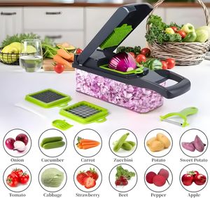 Coupeur d'aliments multifonctionnel 16 en 1 CHAUD Fruit Oignon Mandoline Coupeur de légumes et de pommes de terre de cuisine 14 Gadgets en 1 Modèle - Product Image 3